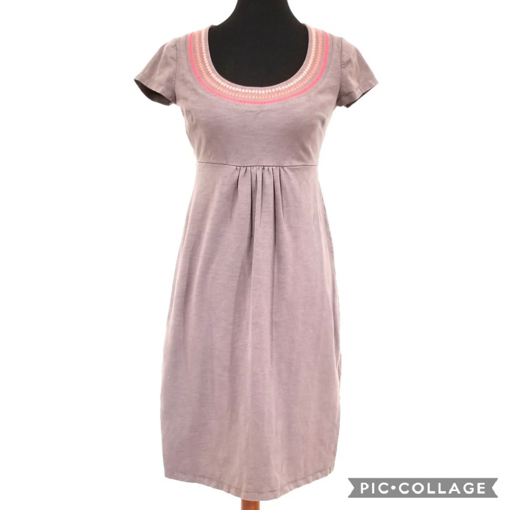 Boden embroidered neck tee shirt dress